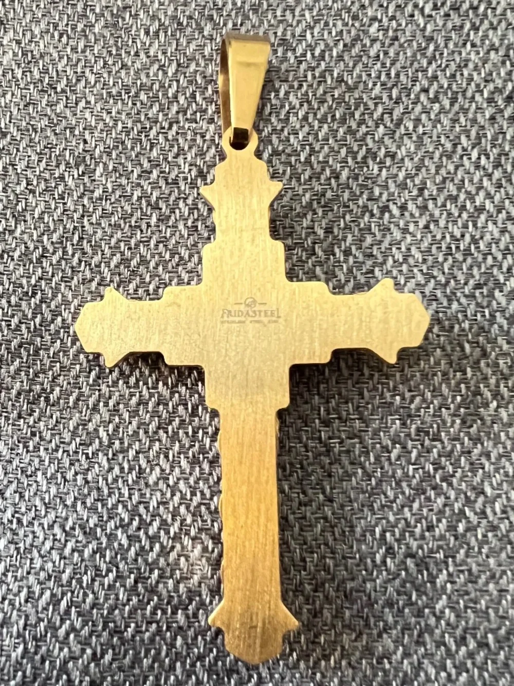 Stainless Steel Cross Pendant Gold Tone Christian Layered Religious